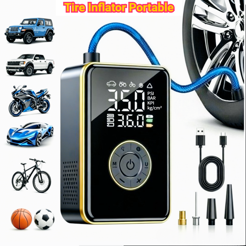 Car Portable Tire Inflator - Tire Inflator Portable Air Compressor, Lightning-Fast