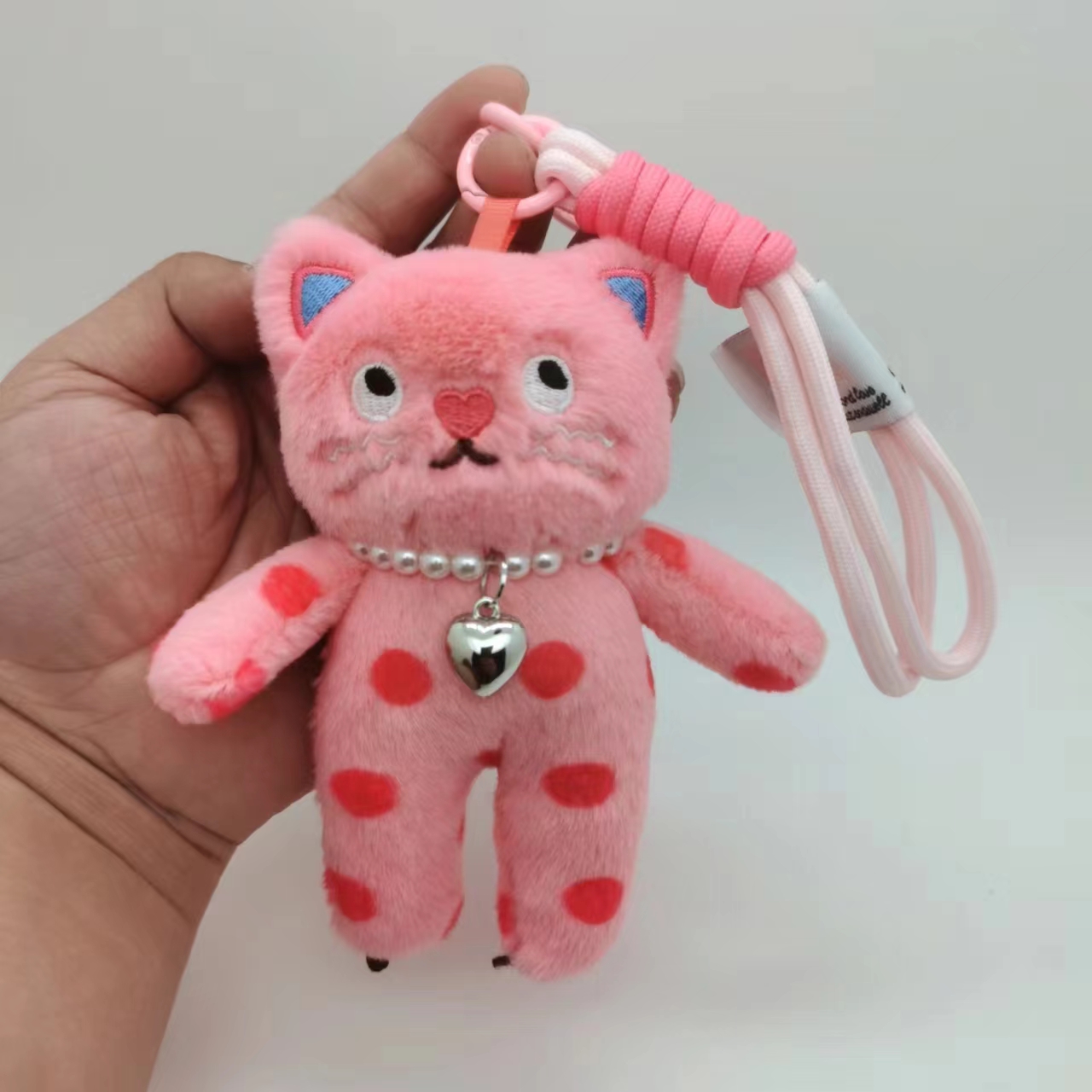 Car Accessories Girly - 15cm Kawaii Pink Cat Plush Keychain