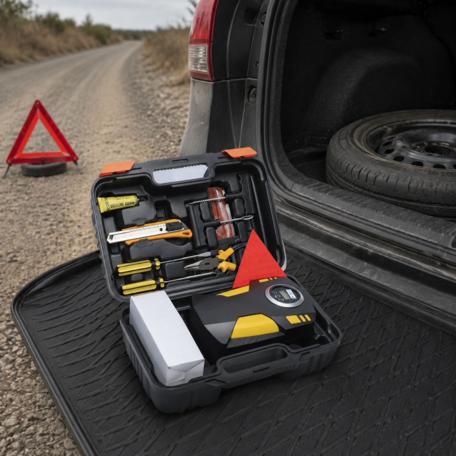 Car Portable Tire Inflator - Portable Air Compressor with Pressure Gauge