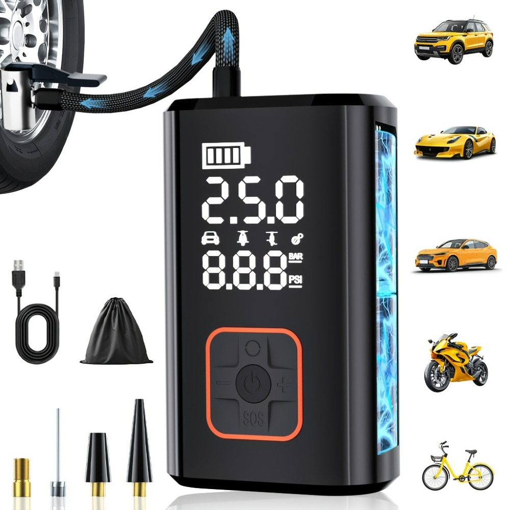 Car Portable Tire Inflator - Portable Air Compressor Cordless Car Tyre