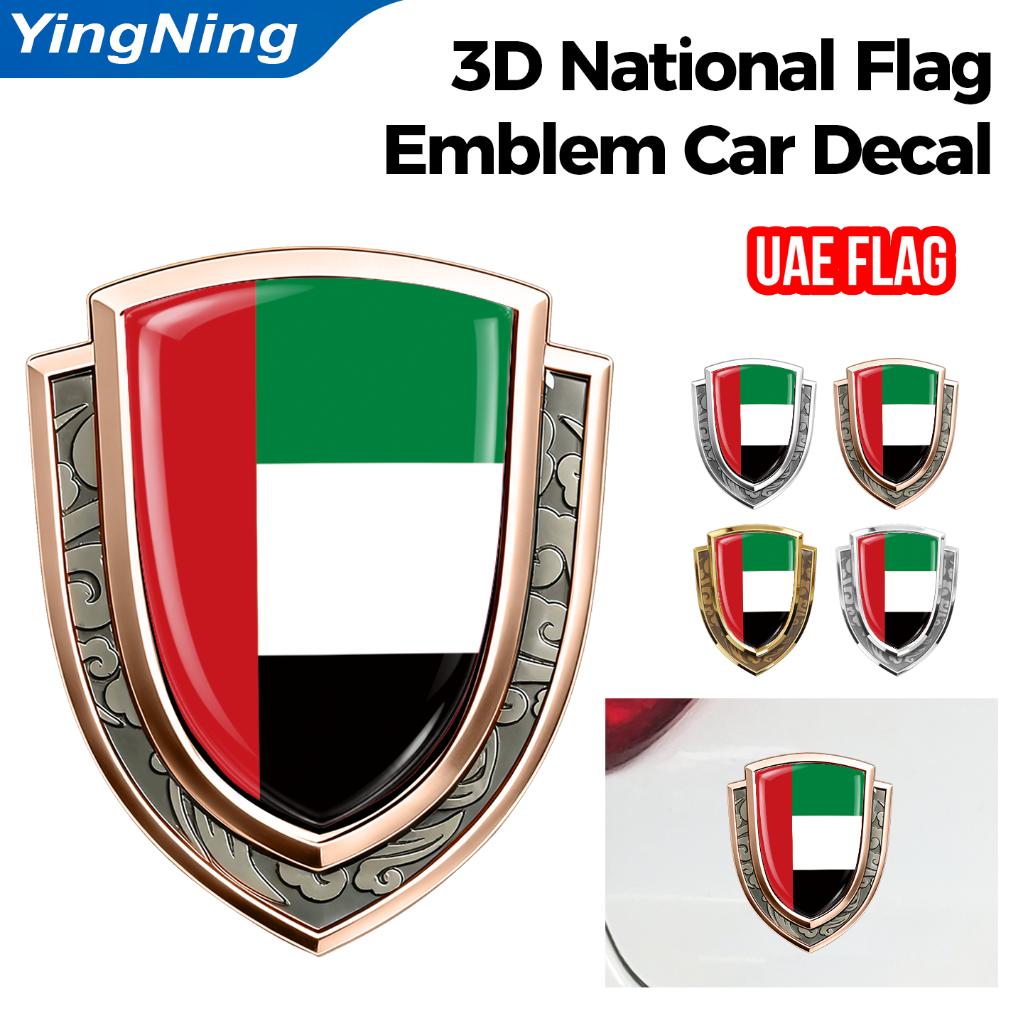 Car Accessories Uae - 1Pc 3D Epoxy UAE Flag Metal
