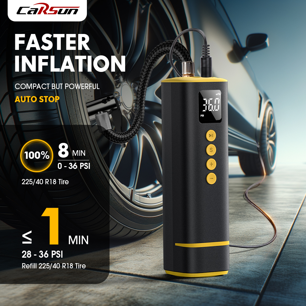 Car Portable Tire Inflator - CARSUN Wired Mini Tire Inflator Portable