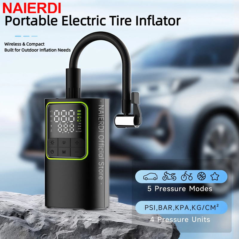 Car Portable Tire Inflator - NAIERDI Portable Digital Tire Inflator with
