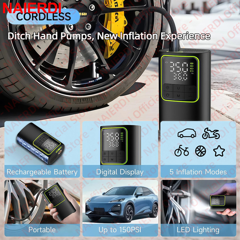 NAIERDI Portable Digital Tire  - Car Portable Tire Inflator review and price